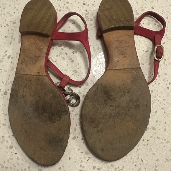 CHANEL Red Sandals with Metallic Embellishment - Picture 6 of 8